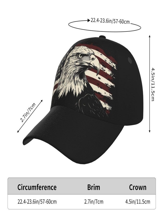 KKRMTUG American Flag Baseball Cap, Patriotic USA Hat for Men and Women，Adjustable Bald Eagle with American Flag Baseball Hats Sun Visor Caps Trucker Hats Unisex - Image 4